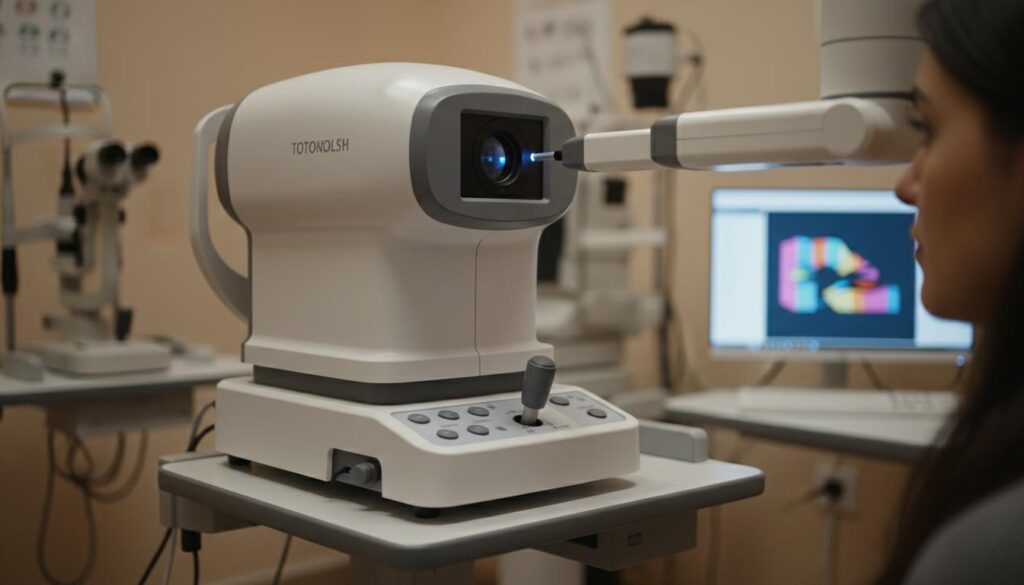 Авторефрактометр в кабинете врача для автоматического определения рефракции глаза пациента