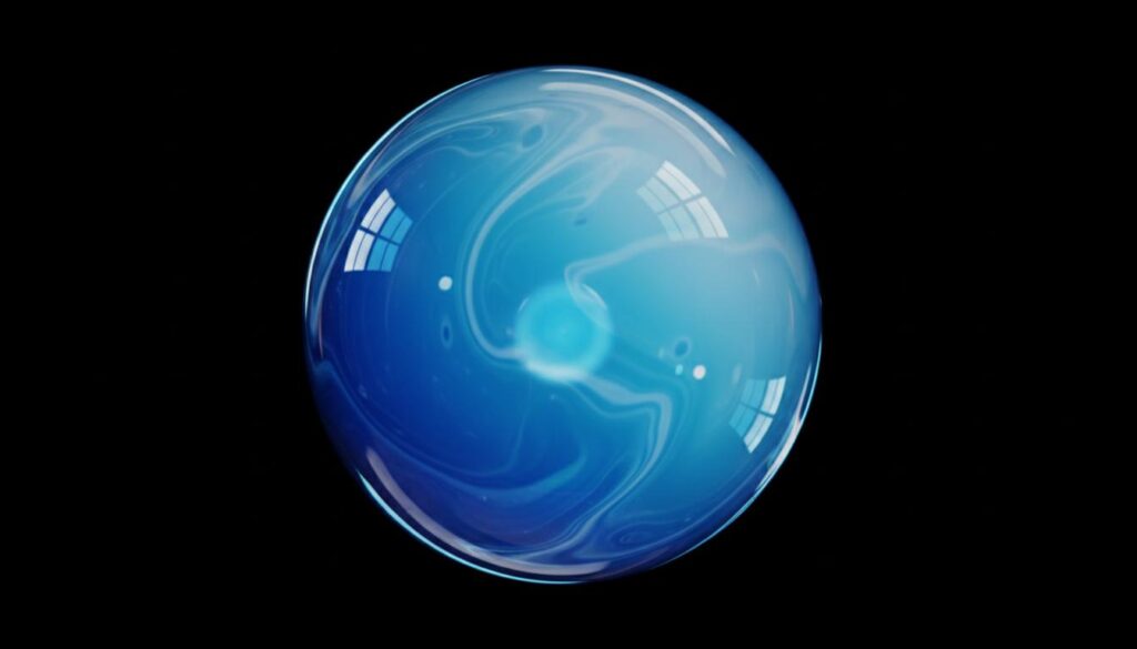 3D-модель мягкой контактной линзы насыщенного синего цвета на темном фоне