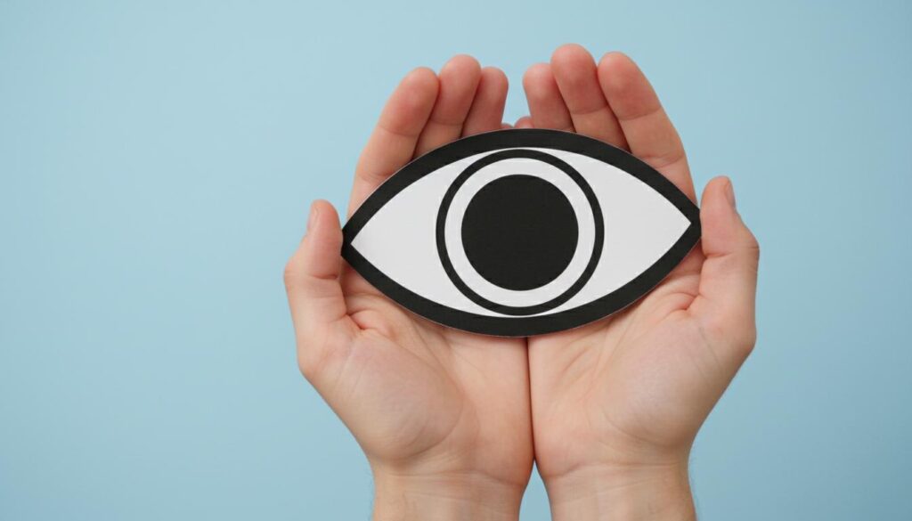 Символ глаза в ладонях — концепция защиты зрения